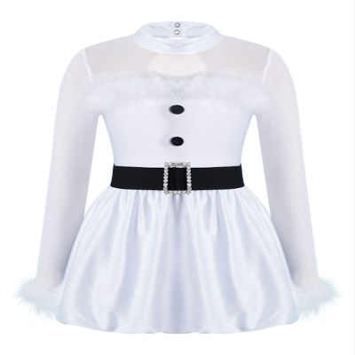 iiniim Girls Kids Faux Fur Figure Ice Skating Dress Christmas Competition Dance Wear Costume White 4 Years