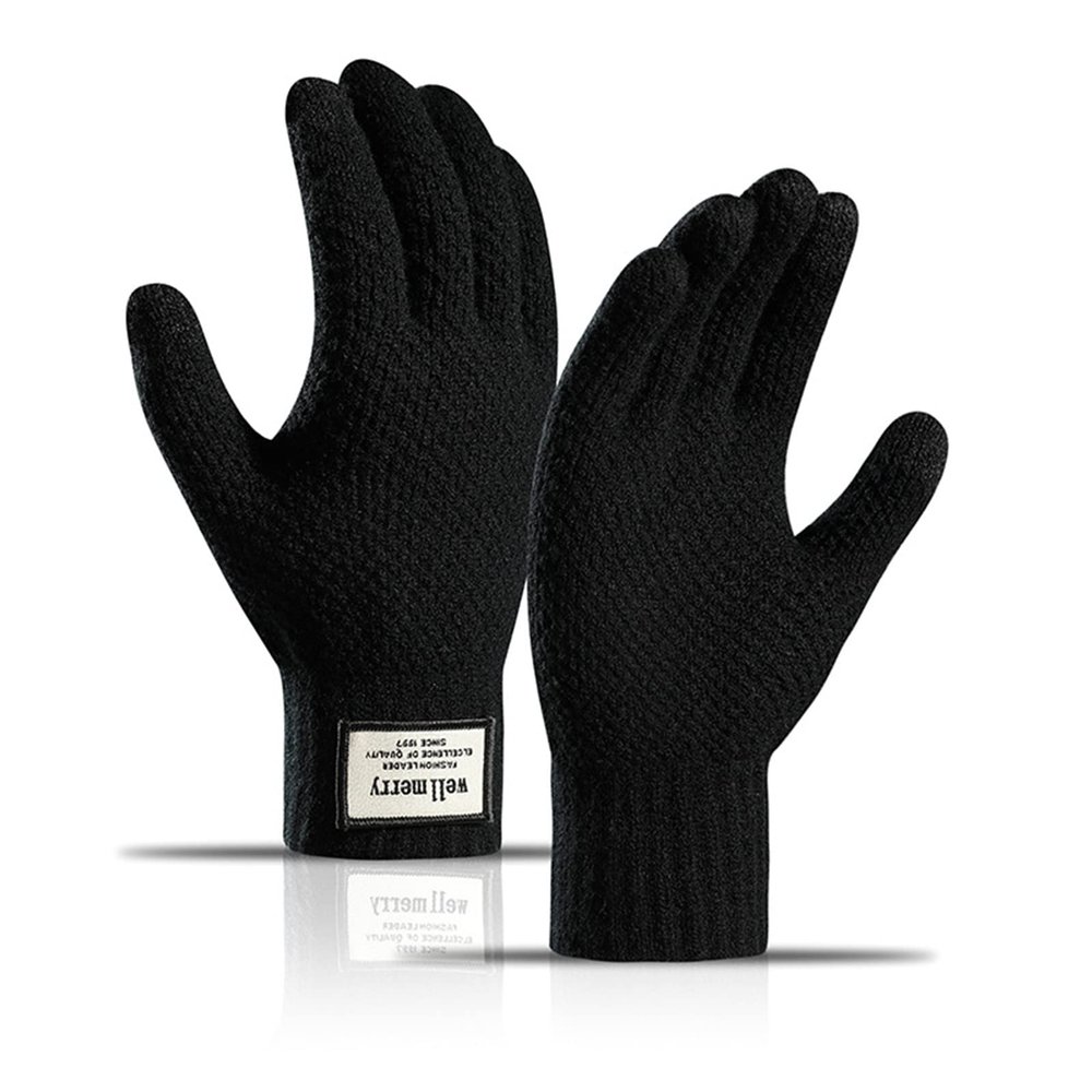 Long Keeper Winter Touchscreen Gloves for Women Men Touch Screen Texting Soft Knit Warm Stretchy Gloves (Black)