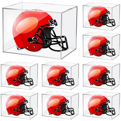 Taiyin 4 Pcs Mini Helmet Display Case, Acrylic Clear Mini Football/ Helmet Display Box Plastic Small Display Case Protection Holder for Collecting Sports Memorabilia Toy 5 x 5 x 7''