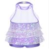ACSUSS Kids Girls Sequins Dance Dress Shiny Leotards for Jazz Latin Teens Ballroom Dancing Costume Lavender 16 Years view 2
