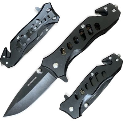 Pocket Knife BladeDealUSA Super Knife 6.75" Black Spring Assisted Open Blade EDC Folding, Straight Edge Blade