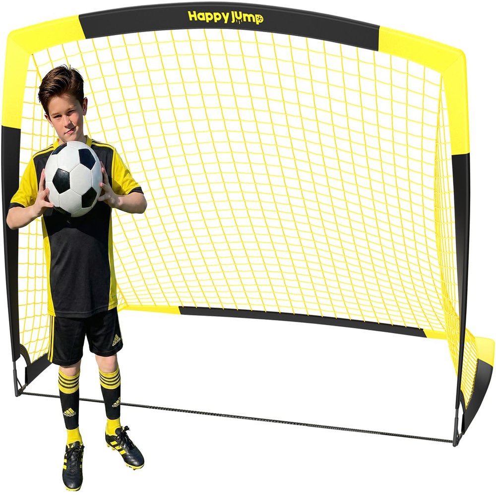 Happy Jump 7x5 FT & 5x3.6 FT Portable Soccer Goal for Youth Players Ages 614, Large-Frame Design Built for Long-Term Development, Easy Setup for Backyard, Park or School Training