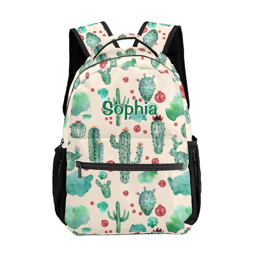 SunFancyCustom Custom Cactus and Animal Personalized Causual Shoulder Bag Sports Leisure Camping Backpack for Women Men