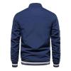 Casual Men's Quilted Bomber Jacket Outdoor Windproof Warm Baseball Jackets Windbreaker Full Zip Biker Coats Dark Blue view 4