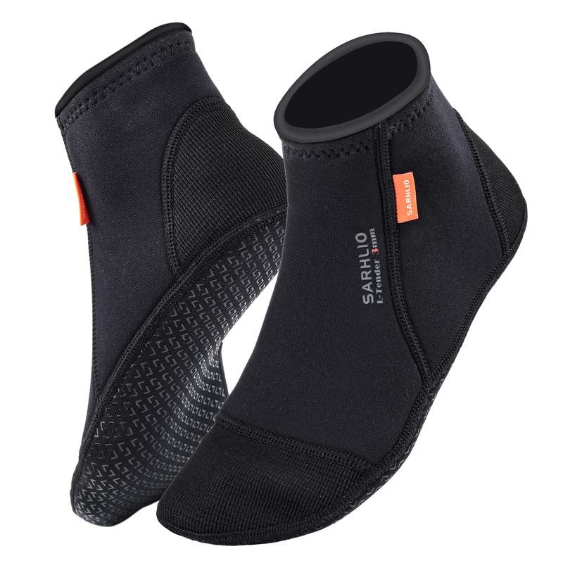 SARHLIO Neoprene 3mm Diving Socks with Reinforced Toe Heel Anti-Skid Thermal Booties for Swimming Kayaking Surfing Snorkeling (2XL)