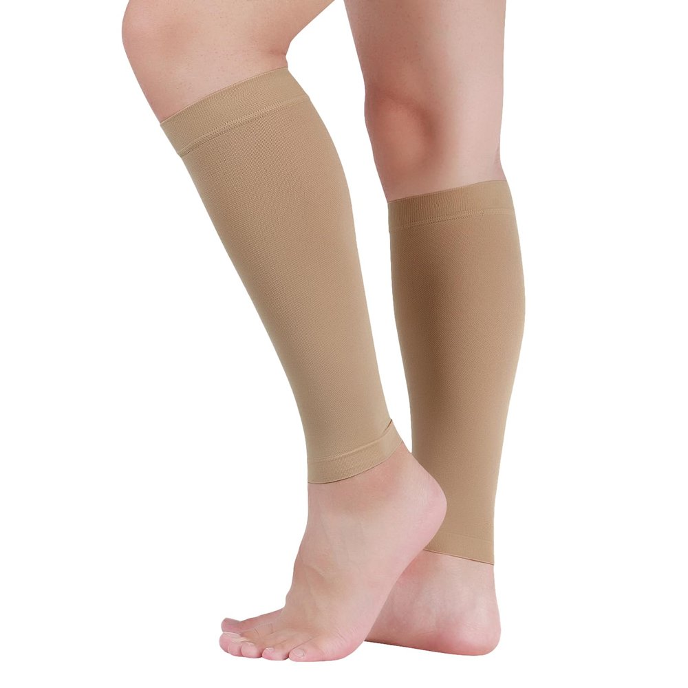 20-30 mmHg Medical Compression Calf Sleeve for Men and WomenBeige,XXL