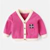 Baby Sweater Cotton Long Sleeve Cardigan for Boys Infant Toddler Sweaters Autumn Winter Button (Hot Pink, 6-12 Months) view 2