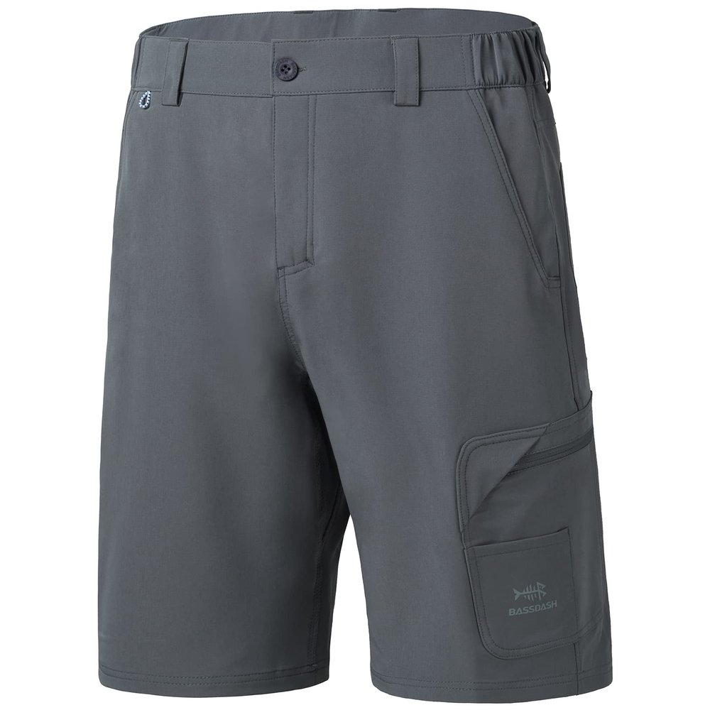 BASSDASH 10.5 Mens Fishing Cargo Shorts Quick Dry UPF 50+ Water Resistant FP01M Dark Grey