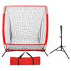 Smartxchoices 5'x5' Baseball Softball Practice Net with Carry Bag + Baseball Tee Stand, Portable Pitching Hitting Batting Catching Throwing Net Toss Backstop Training Combo Equipment view 1