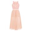 FEESHOW Youth Big Girls Halter Chiffon Pleated Maxi Romper Dress Wedding Party Evening Dance Prom Long Gowns Coral 8 Years view 2