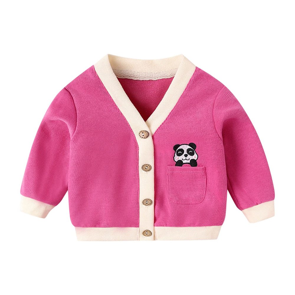 Baby Sweater Cotton Long Sleeve Cardigan for Boys Infant Toddler Sweaters Autumn Winter Button (Hot Pink, 2-3 Years)