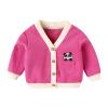 Baby Sweater Cotton Long Sleeve Cardigan for Boys Infant Toddler Sweaters Autumn Winter Button (Hot Pink, 2-3 Years) view 1