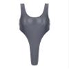 Freebily Women's One Peice Oil Glossy Sleeveless High Cut Thongs Bodysuit Swimsuit Gymnastics Leotard GreyA Large view 4