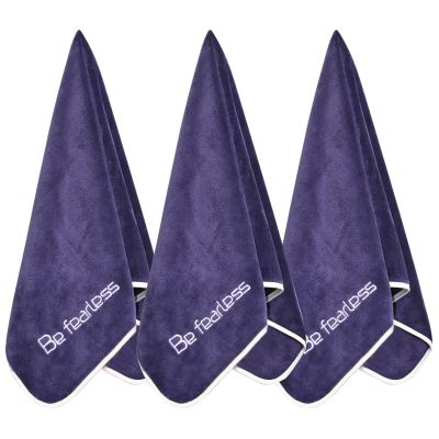 Wuwahold Microfiber Gym Towels Bigger Size Super Soft for Exercise Fitness, Sports, Workout, 380-GSM 15-Inch x 31-Inch Quick-Drying Towels (3 Pack, Navy Blue)