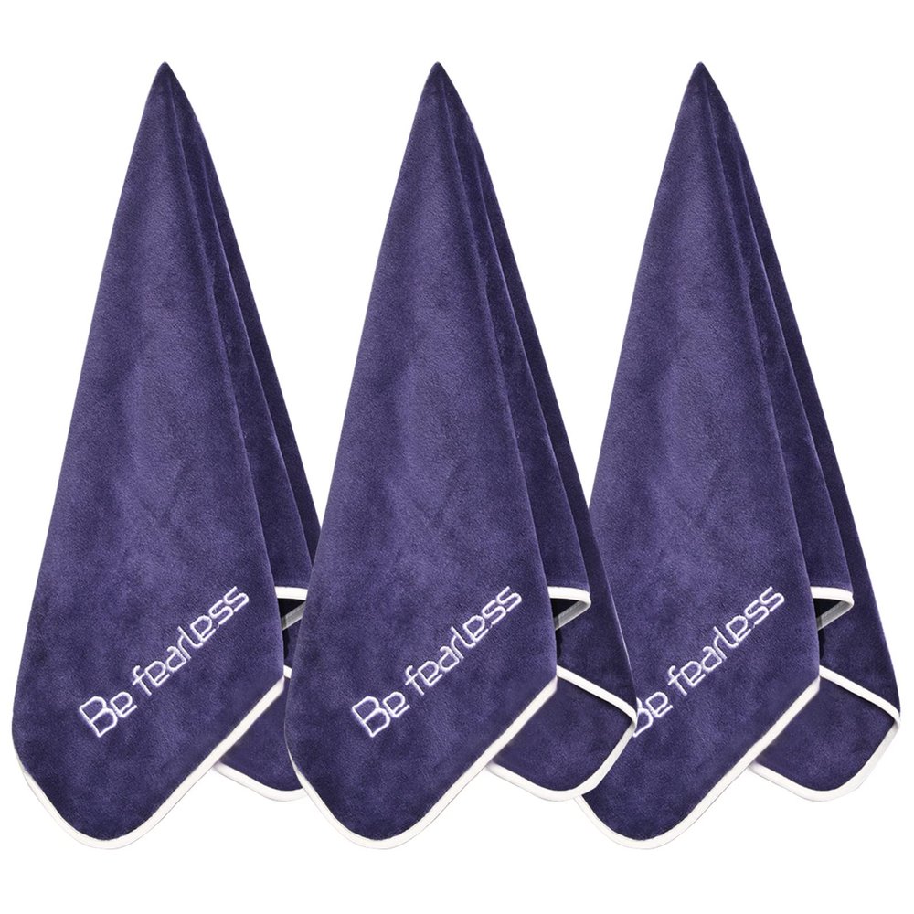 Wuwahold Microfiber Gym Towels Bigger Size Super Soft for Exercise Fitness, Sports, Workout, 380-GSM 15-Inch x 31-Inch Quick-Drying Towels (3 Pack, Navy Blue)