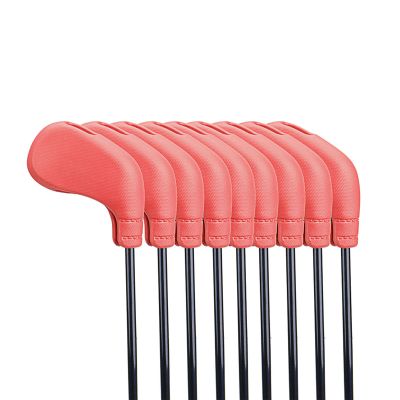 FUUBAMB00 9PCs Portable Golf Iron Head Cover TPE Soft Rubber Material Golf Club Covers Iron Headcovers Durable Golfs Protector Accessories Set,Red