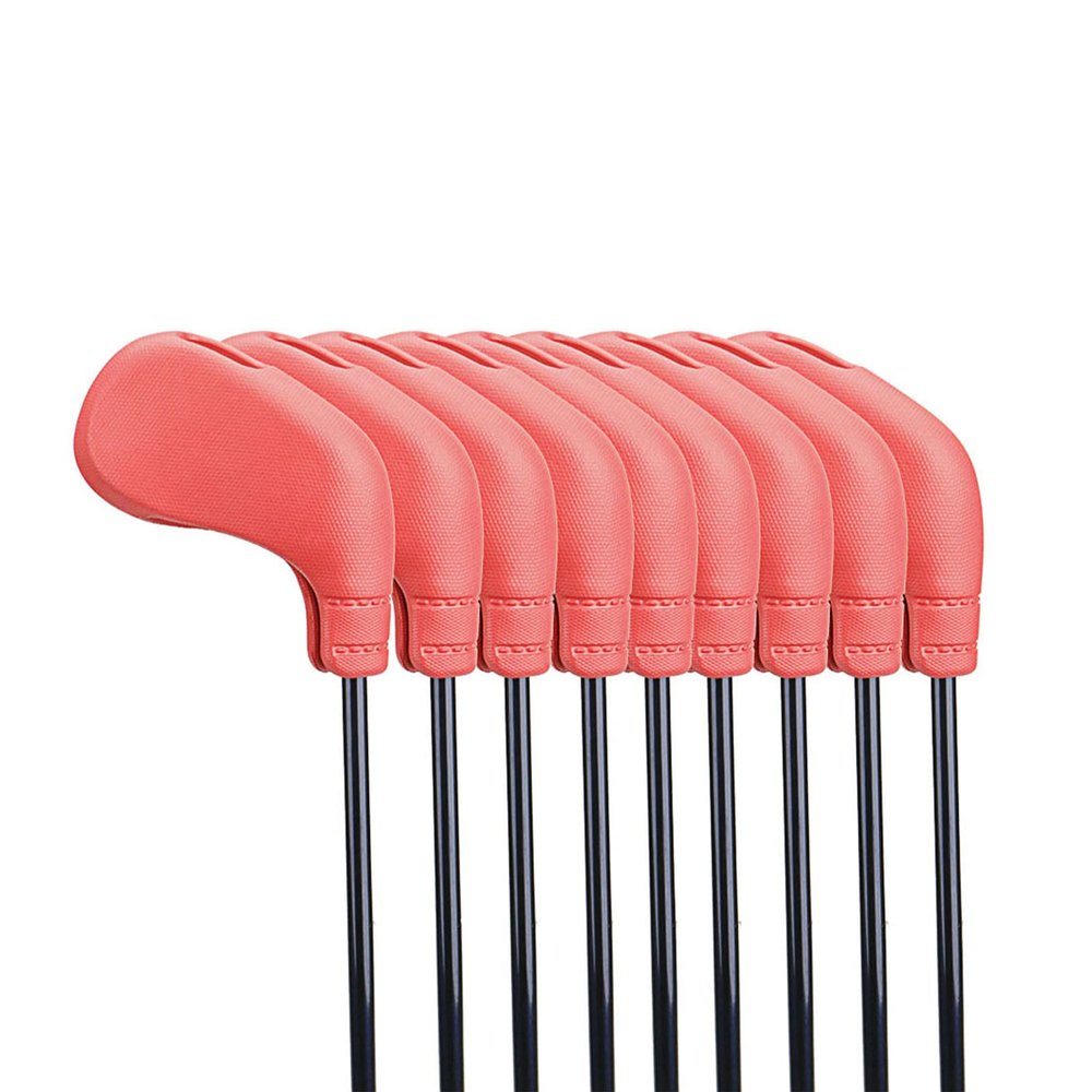 FUUBAMB00 9PCs Portable Golf Iron Head Cover TPE Soft Rubber Material Golf Club Covers Iron Headcovers Durable Golfs Protector Accessories Set,Red