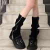 Altsuceser Leg Warmers for Women, Harajuku Zipper Up High Heels Boots Warm Leg Cover Partywear Clubwear for Autumn Winter Black view 3