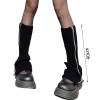 Altsuceser Leg Warmers for Women, Harajuku Zipper Up High Heels Boots Warm Leg Cover Partywear Clubwear for Autumn Winter Black view 4