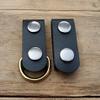 2 pack leather belt keepers+1 solid brass bucklesleather belt loop keepers keychain for men and women (Black) view 4