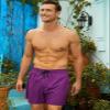 BRISIRA Mens Swim Trunks Swim Shorts Quick Dry 5 inch Inseam Beach Shorts with Compression Liner and Zipper Pocket Purple view 2