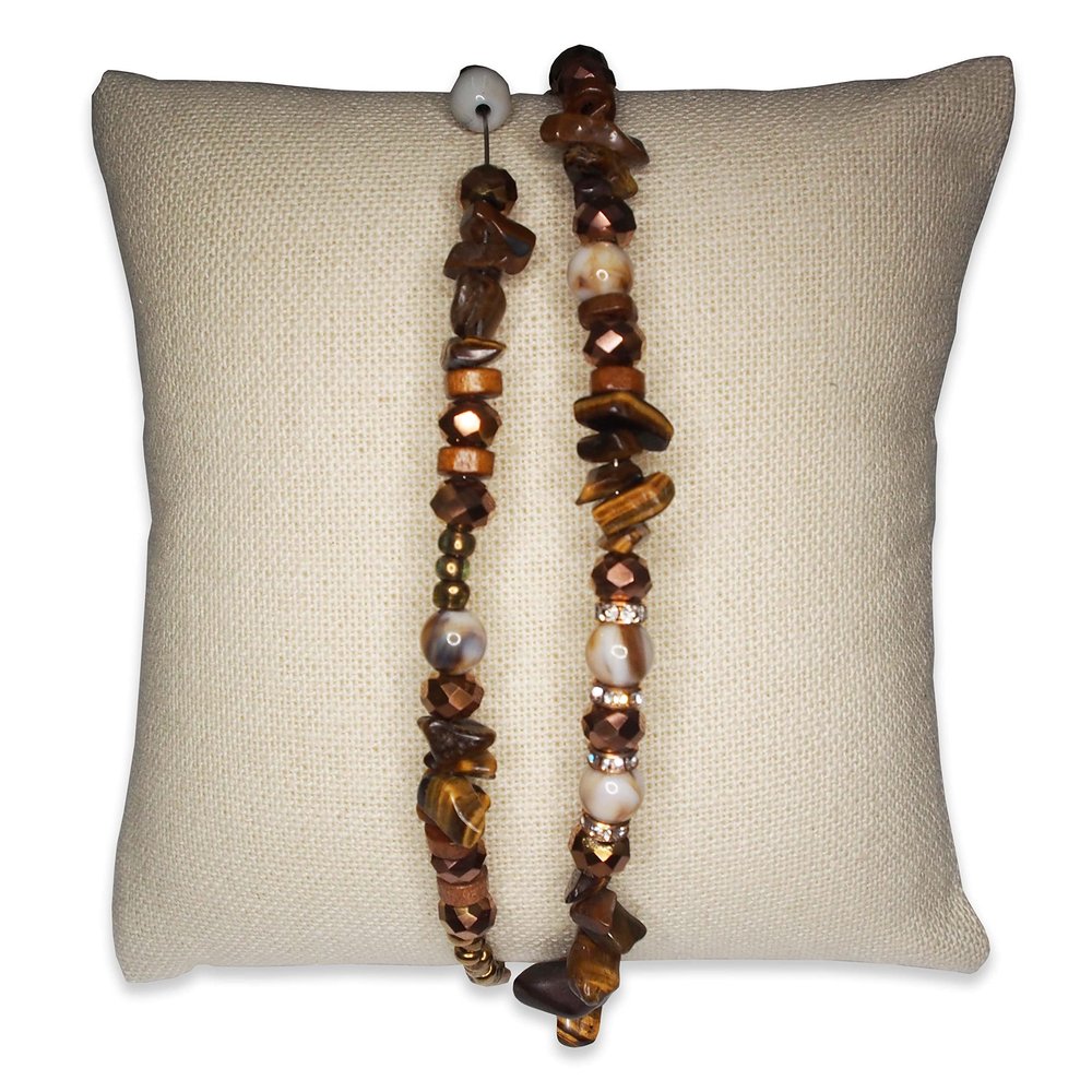 cBox CuteBox 5" Cross-Stitched Beige Linen Watch/Bracelet Display Pillow 5-Pack for Retail, Tradeshows, Showcase, Storage, Home Use, Merchandise, Organization, Jewelry Display