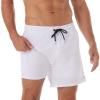 BRISIRA Mens Swim Trunks Swim Shorts Quick Dry 5 inch Inseam Beach Shorts with Compression Liner and Zipper Pocket White view 1