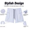 BRISIRA Mens Swim Trunks Swim Shorts Quick Dry 5 inch Inseam Beach Shorts with Compression Liner and Zipper Pocket White view 3