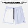 BRISIRA Mens Swim Trunks Swim Shorts Quick Dry 5 inch Inseam Beach Shorts with Compression Liner and Zipper Pocket White view 2