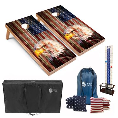 Tailgating Pros Cornhole Boards - 4'x2' Regulation Boards w/Carrying Case, Score Keeper, & Set of 8 Corn Filled Bags w/Tote
