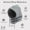 Brook + Bay Knitted Hooded Scarf w/Drawstrings - Knit Balaclava Hood Scarf for Women Winter - Stylish Hooded Hat, Neck Warmer Grey view 2