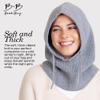Brook + Bay Knitted Hooded Scarf w/Drawstrings - Knit Balaclava Hood Scarf for Women Winter - Stylish Hooded Hat, Neck Warmer Grey view 4
