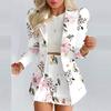 tuduoms Women's Blazer Suits Two Piece Formal Work Floral Solid Jacket Skirt Suit for Women Casual Business Lady Suits Sets view 2