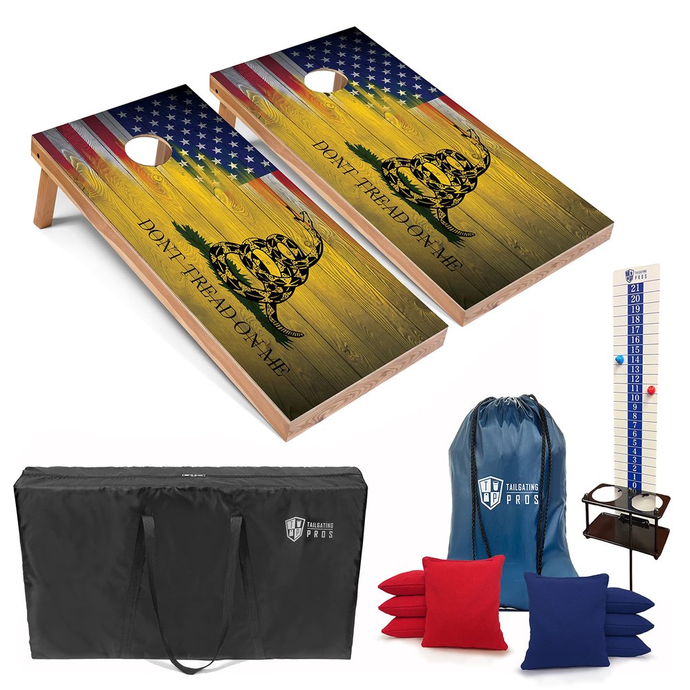 Tailgating Pros Cornhole Boards - 4'x2' Regulation Boards w/Carrying Case, Score Keeper, & Set of 8 Corn Filled Bags w/Tote