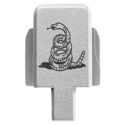 NDZ Performance Rear Slide Cover Plate for Sig P320 Series 9mm .40 .357 .45 ACP Laser Engraved Anodized Aluminum in Silver, Made in The USA - Don't Tread On Me Snake Only