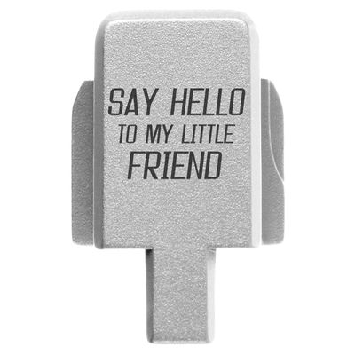 NDZ Performance Rear Slide Cover Plate for Sig P320 Series 9mm .40 .357 .45 ACP Laser Engraved Anodized Aluminum in Silver, Made in The USA - Say Hello 3