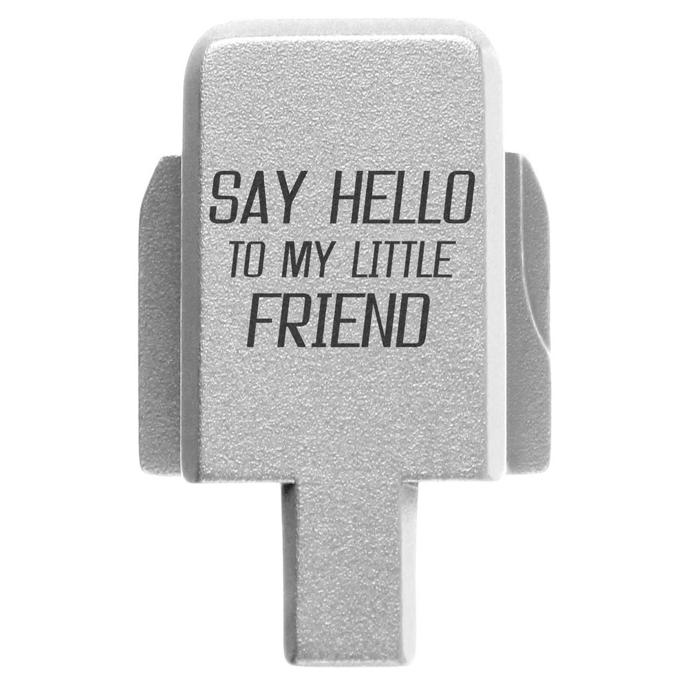 NDZ Performance Rear Slide Cover Plate for Sig P320 Series 9mm .40 .357 .45 ACP Laser Engraved Anodized Aluminum in Silver, Made in The USA - Say Hello 3
