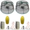 2-Pack of KUFA Sports Vinyl Coated Prawn Trap(Stretched Mesh Size:1-3/4") with 400' Rope, Yellow Float, Bait Bag & Harness Combo (CT79+PBL1+HA2) X2 view 1