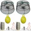 2-Pack of KUFA Sports Vinyl Coated Prawn Trap(Stretched Mesh Size:1-1/8") with 400' Rope, Yellow Float, Bait Bag & Harness Combo ((CT78+PBL5+HA2) X2) view 1