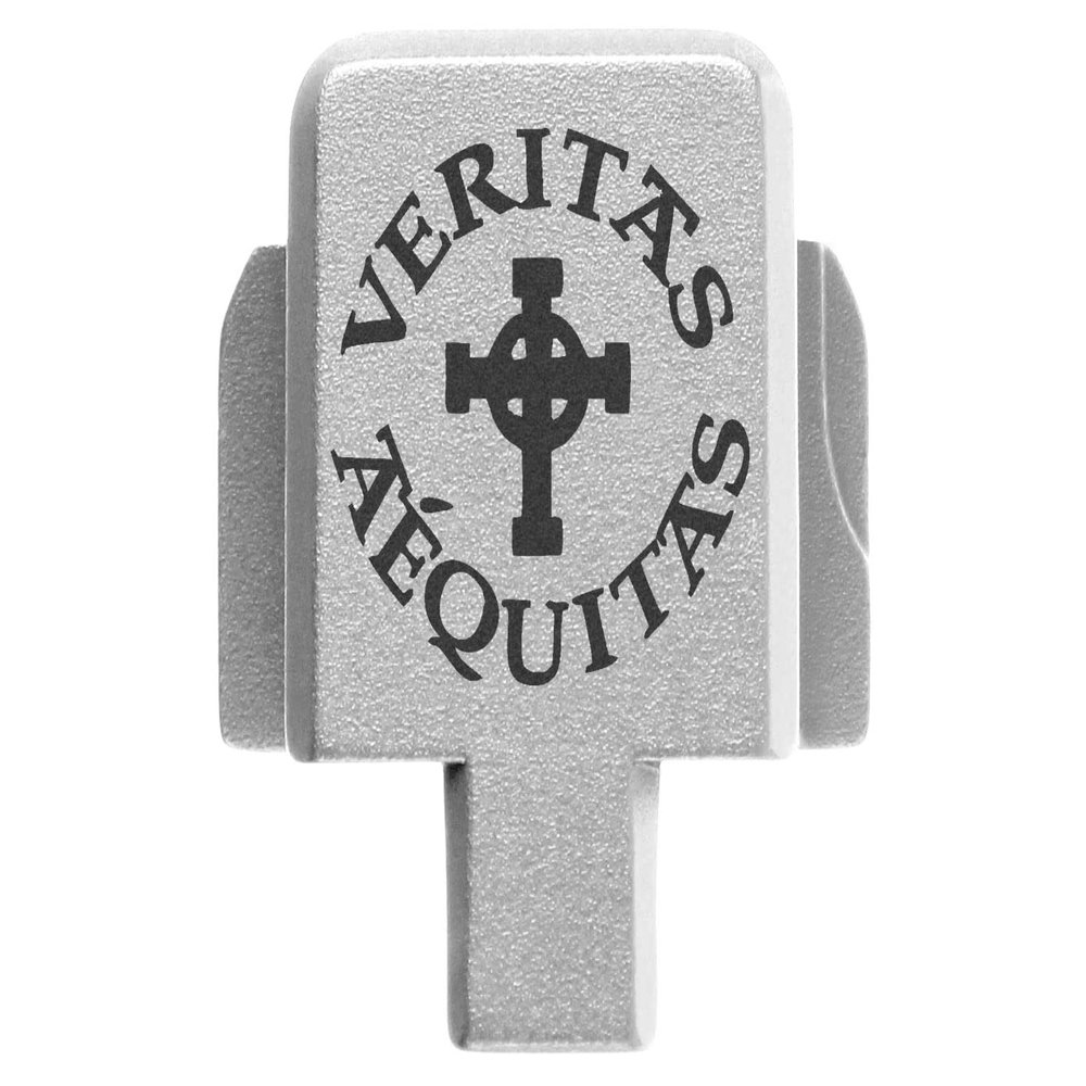 NDZ Performance Rear Slide Cover Plate for Sig P320 Series 9mm .40 .357 .45 ACP Laser Engraved Anodized Aluminum in Silver, Made in The USA - Veritas Aequitas Bold