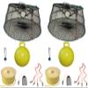 2-Pack of KUFA Sports Tower Style Prawn Trap(Stretched Mesh Size:1-3/4") with 400' Rope, Yellow Float, Bait Bag & Harness Combo (CT77+PBP5+HA2) X2 view 1