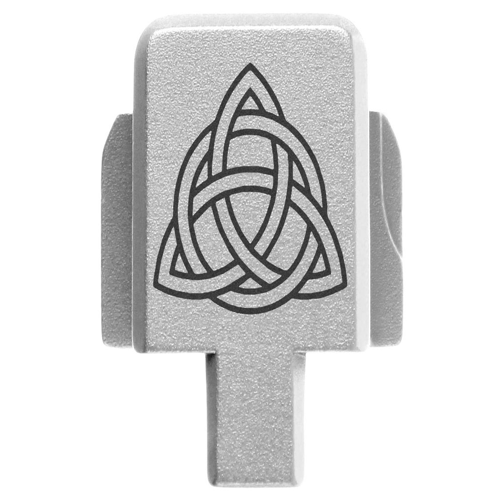 NDZ Performance Rear Slide Cover Plate for Sig P320 Series 9mm .40 .357 .45 ACP Laser Engraved Anodized Aluminum in Silver, Made in The USA - Celtic Knot