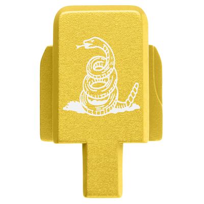 NDZ Performance Rear Slide Cover Plate for Sig P320 Series 9mm .40 .357 .45 ACP Laser Engraved Anodized Aluminum in Gold, Made in The USA - Don't Tread On Me Snake Only