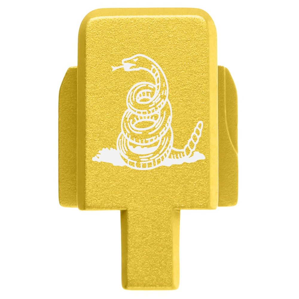NDZ Performance Rear Slide Cover Plate for Sig P320 Series 9mm .40 .357 .45 ACP Laser Engraved Anodized Aluminum in Gold, Made in The USA - Don't Tread On Me Snake Only