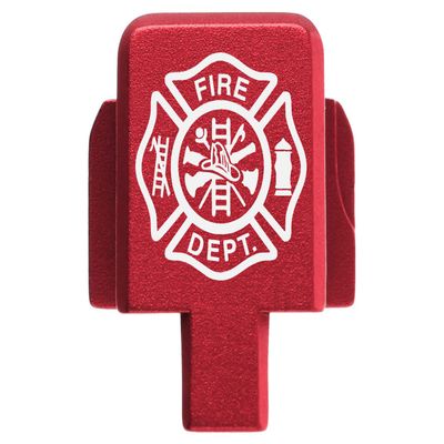 NDZ Performance Rear Slide Cover Plate for Sig P320 Series 9mm .40 .357 .45 ACP Laser Engraved Anodized Aluminum in Red, Made in The USA - Fire Department Emblem