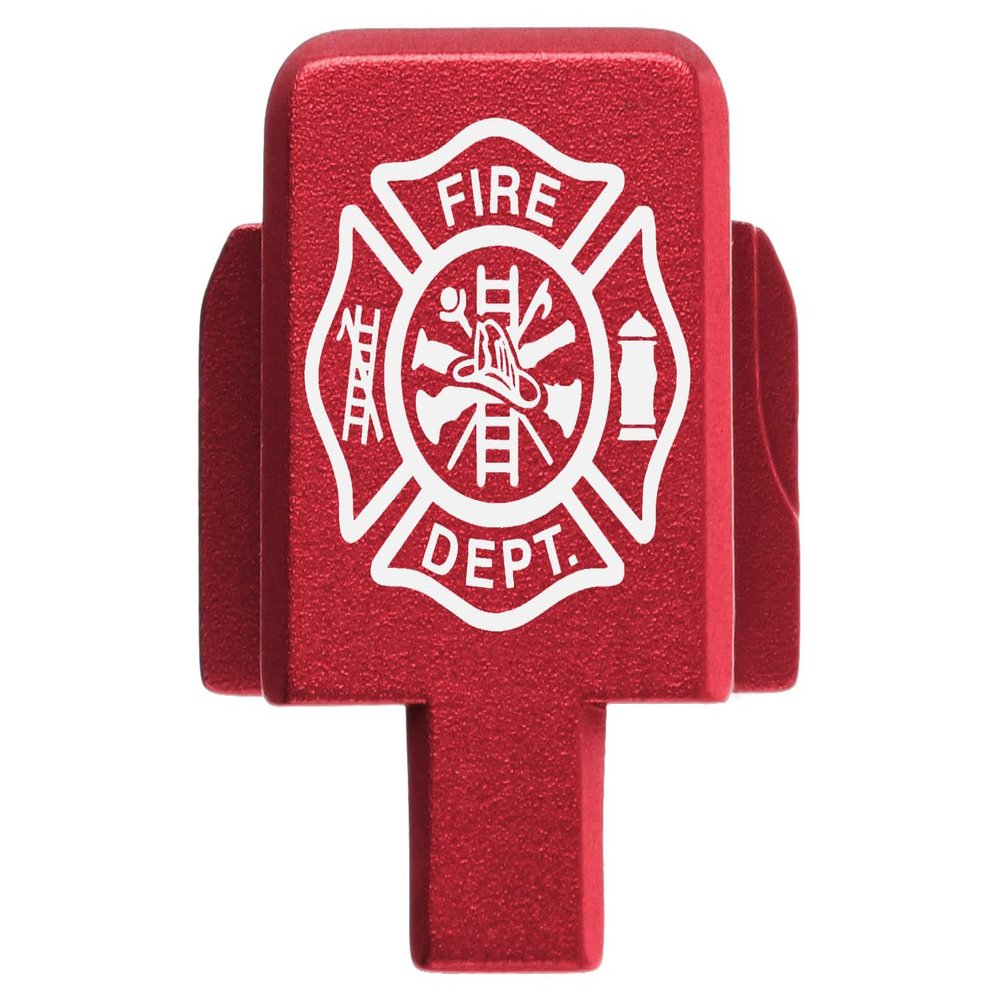 NDZ Performance Rear Slide Cover Plate for Sig P320 Series 9mm .40 .357 .45 ACP Laser Engraved Anodized Aluminum in Red, Made in The USA - Fire Department Emblem