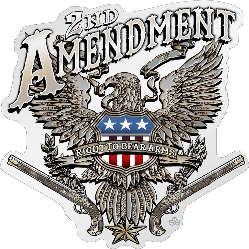 Erazor Bits 2nd Amendment Reflective Decals, (2nd Amendment Eagle Silver Foil) Sticker for Cars, Trucks, Laptops, and Water Bottles, (RN2192D), (12 inch)