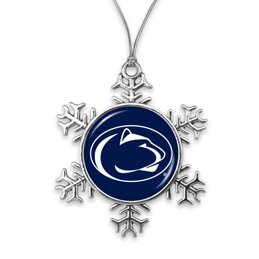From the Heart Penn State Nittany Lions Snowflake with Team Logo Silver Metal Christmas Ornament Gift Tree Decoration PSU