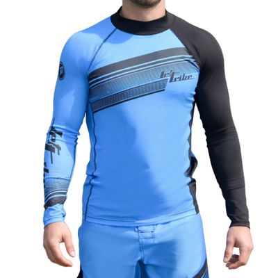 Jettribe Longsleeve Men's Rashguard Swim Shirt | Pivot Series | UV Protection | PWC Jet Ski Accessories Aqua Blue