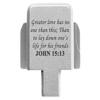 NDZ Performance Rear Slide Cover Plate for Sig P320 Series 9mm .40 .357 .45 ACP Laser Engraved Anodized Aluminum in Silver, Made in The USA - Bible John 15:13 view 1